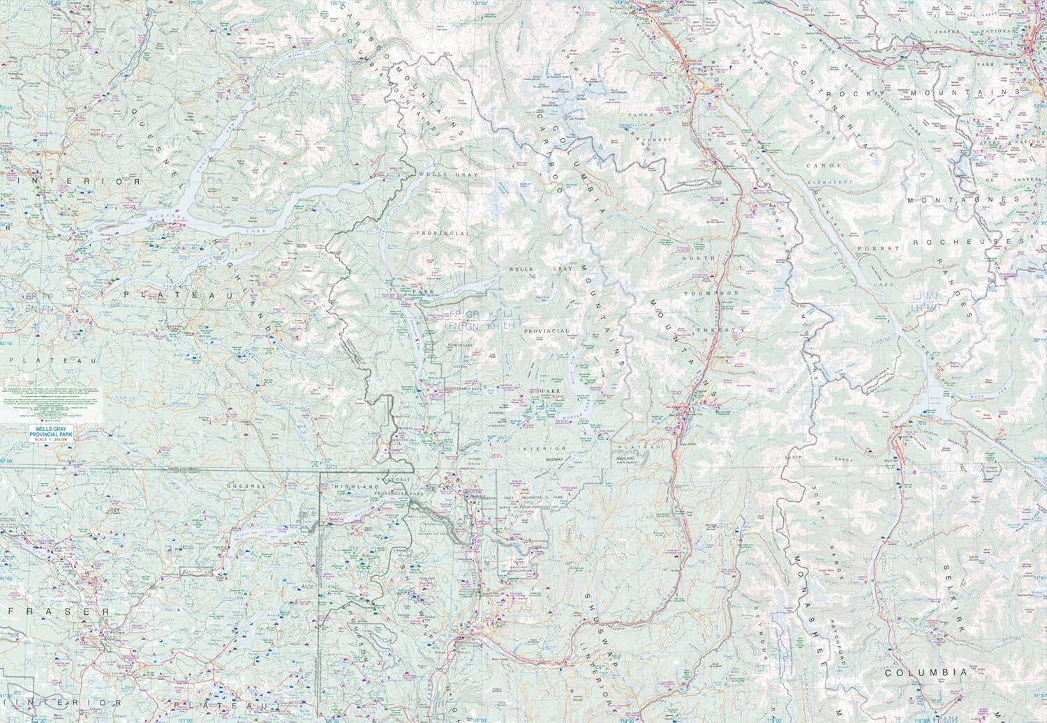 Carte de randonnée - Wells Gray & Bowron Lakes (Colombie Britannique) | ITM carte de randonnée ITM 