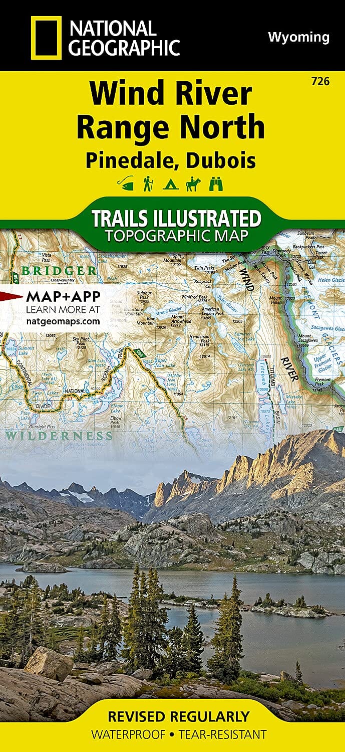 Carte de randonnée - Wind River Range North Pinedale, Dubois | National Geographic carte de randonnée National Geographic 