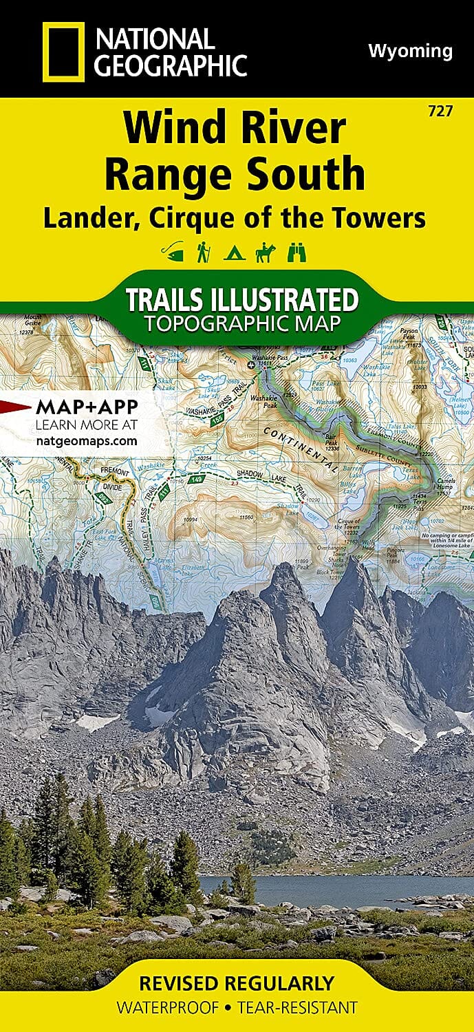 Carte de randonnée - Wind River Range South Lander, Cirque des tours | National Geographic carte de randonnée National Geographic 