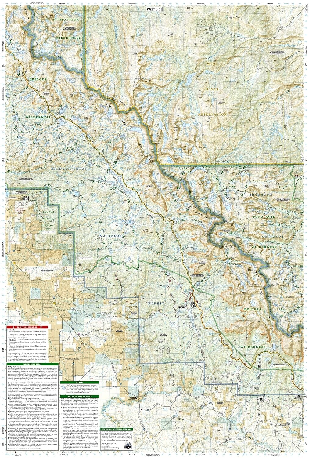 Carte de randonnée - Wind River Range South Lander, Cirque des tours | National Geographic carte de randonnée National Geographic 
