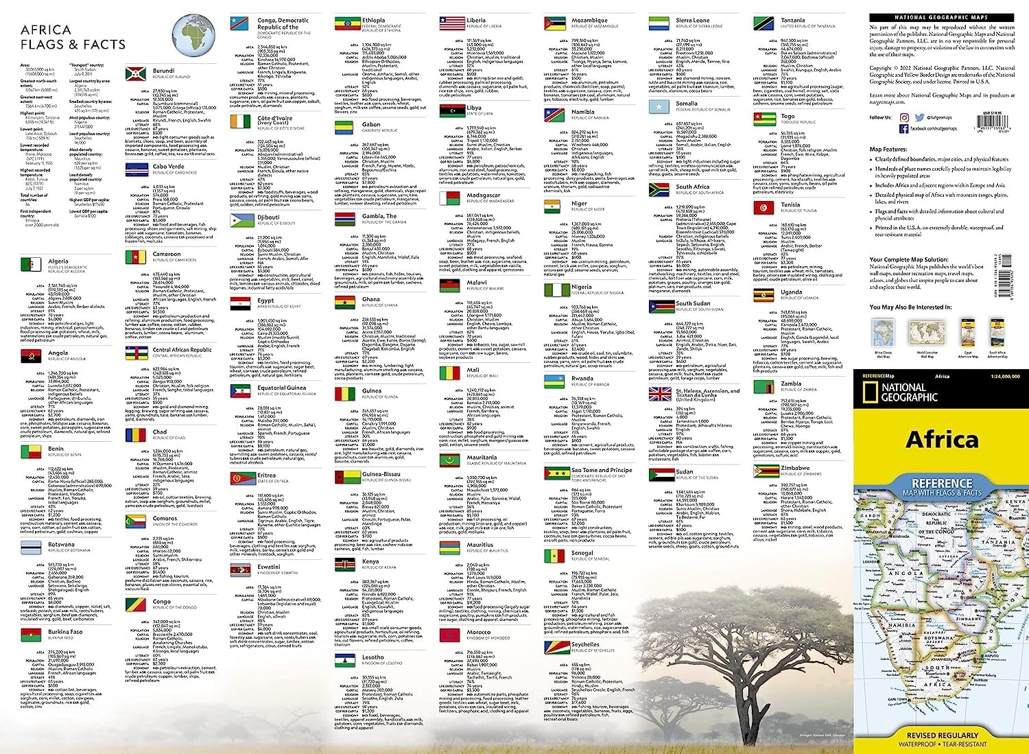 Carte de référence - Afrique | National Geographic carte routière National Geographic