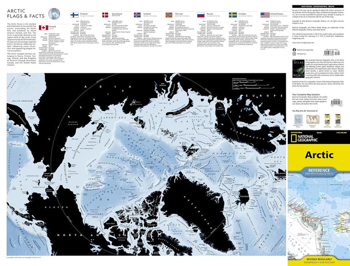 Carte de référence - Arctique, avec drapeaux et faits | National Geographic carte routière National Geographic 