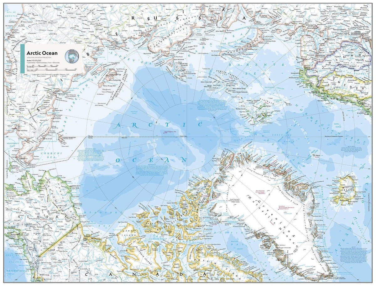 Carte de référence - Arctique, avec drapeaux et faits | National Geographic carte routière National Geographic 