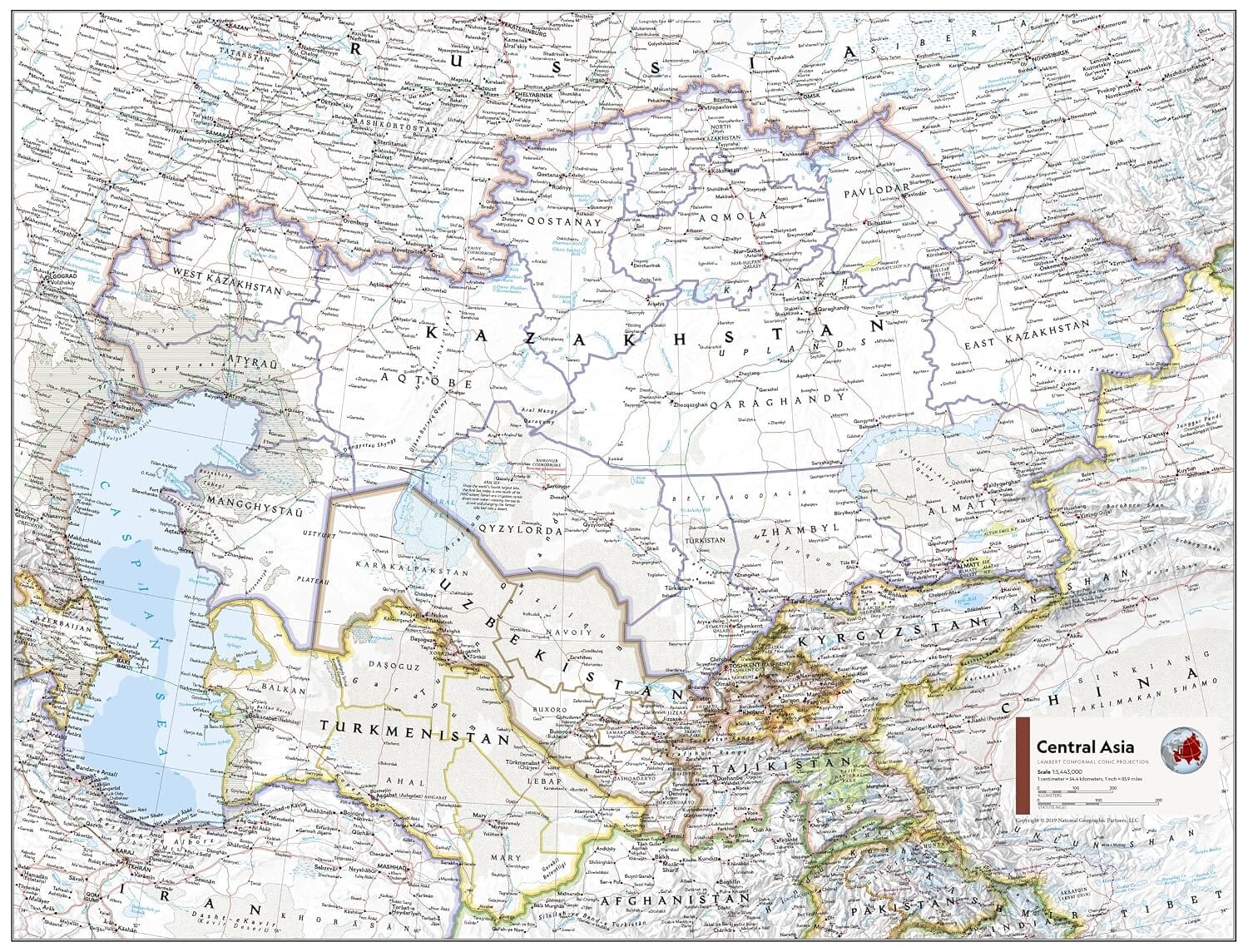Carte de référence - Asie centrale | National Geographic carte routière National Geographic 