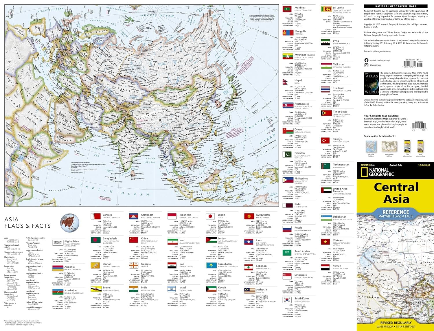 Carte de référence - Asie centrale | National Geographic carte routière National Geographic 