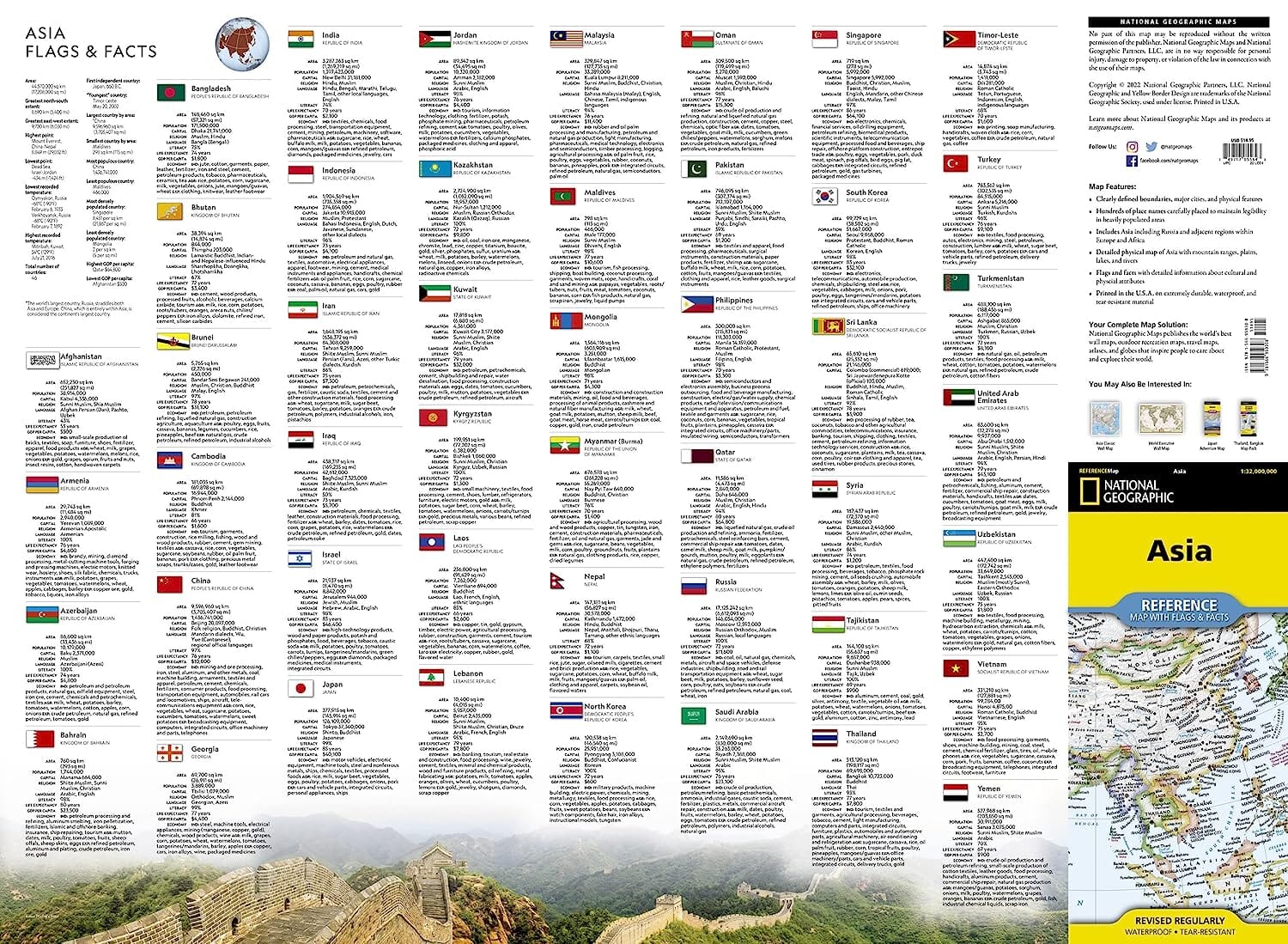 Carte de référence - Asie | National Geographic carte routière National Geographic