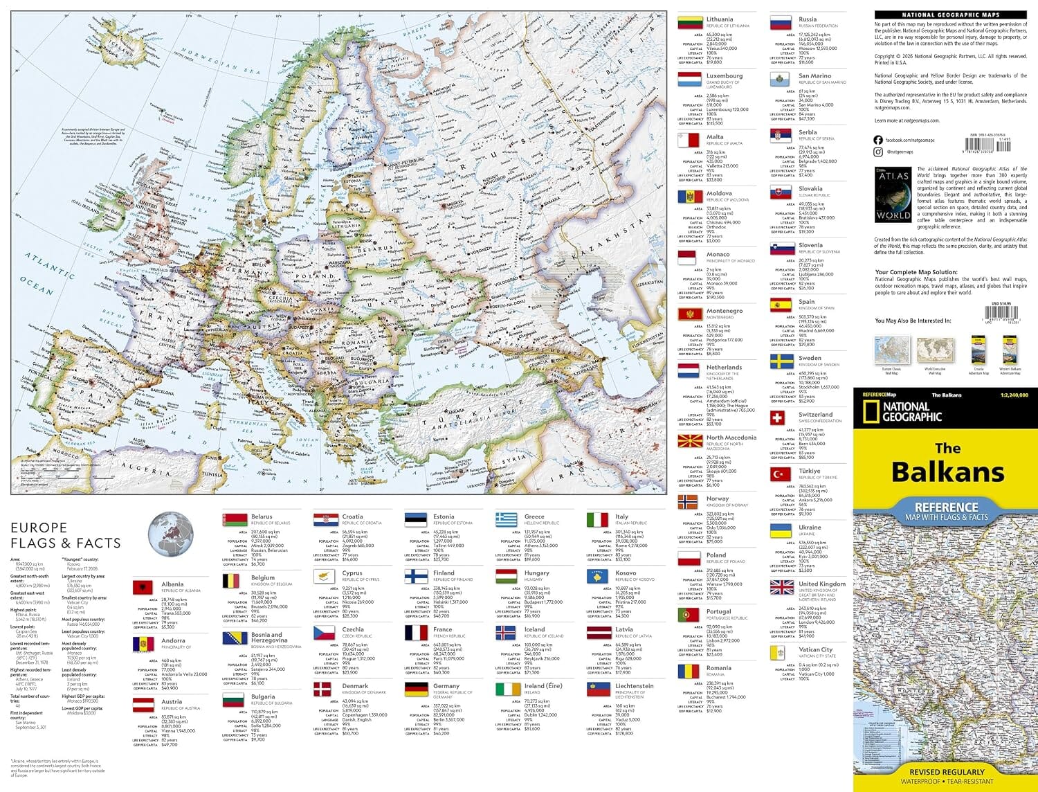 Carte de référence - Balkans | National Geographic carte routière National Geographic 