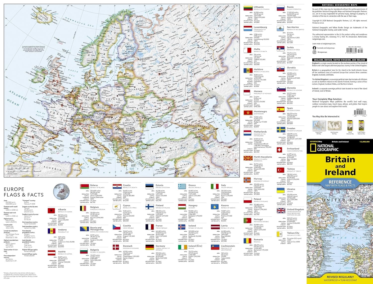 Carte de référence - Grande-Bretagne, Irlande | National Geographic carte routière National Geographic 