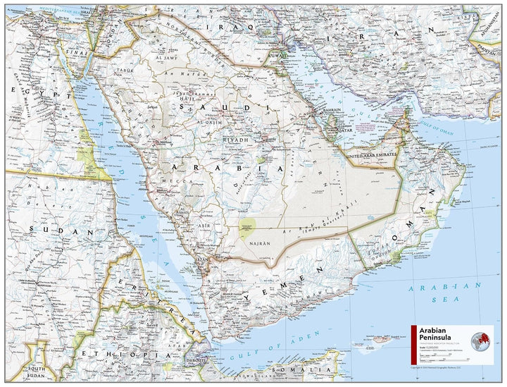 Carte de référence - Péninsule Arabique | National Geographic carte routière National Geographic 