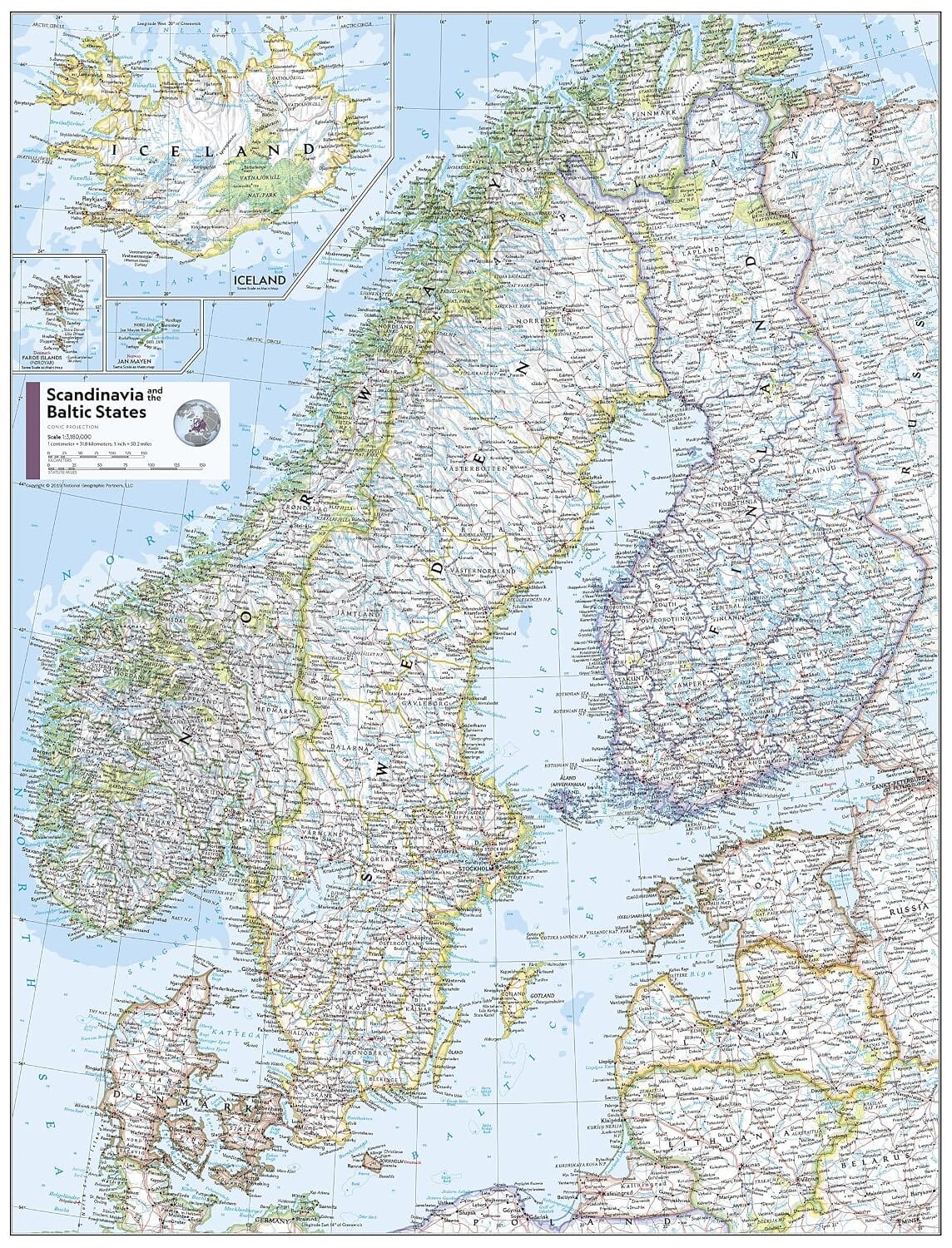 Carte de référence - Scandinavie & États baltes | National Geographic carte routière National Geographic 
