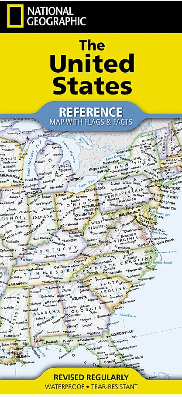 Carte de référence - USA, avec états et drapeaux | National Geographic carte routière National Geographic