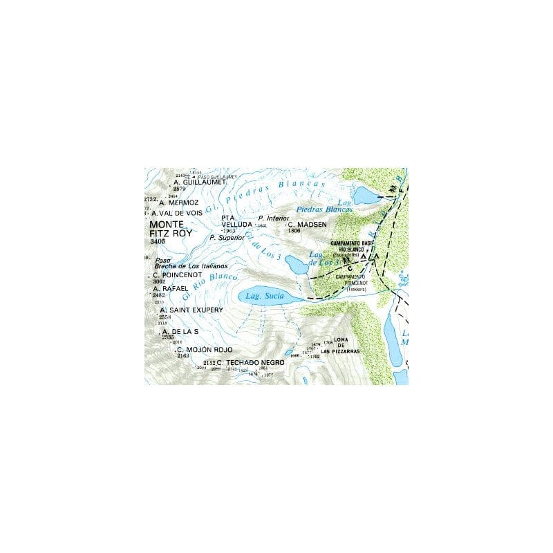 Carte de trekking - Monte Fitz Roy, Cerro Torre et Lago Del Desierto | Zagier y Urruty carte de randonnée Zagier y Urruty 