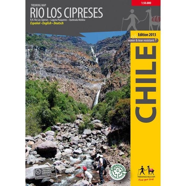 Carte de trekking - Rio Los Cipreses, Chili | Trekking Chile carte de randonnée Trekking Chile 