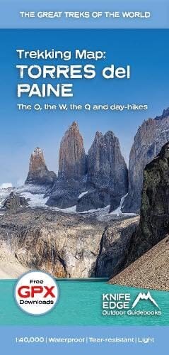 Carte de trekking - Torres del Paine, the O, the W, the Q and day-hikes | Knife Edge Outdoor carte de randonnée Knife Edge Outdoor 