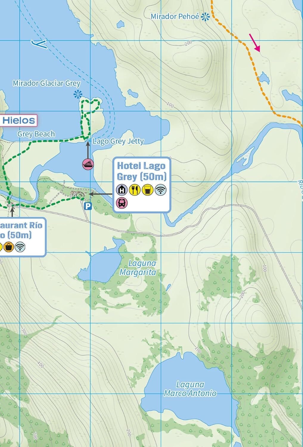 Carte de trekking - Torres del Paine, the O, the W, the Q and day-hikes | Knife Edge Outdoor carte de randonnée Knife Edge Outdoor 