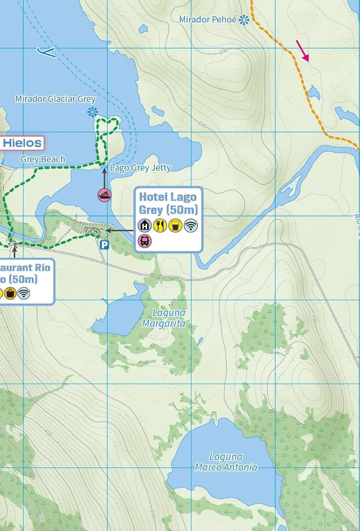 Carte de trekking - Torres del Paine, the O, the W, the Q and day-hikes | Knife Edge Outdoor carte de randonnée Knife Edge Outdoor 