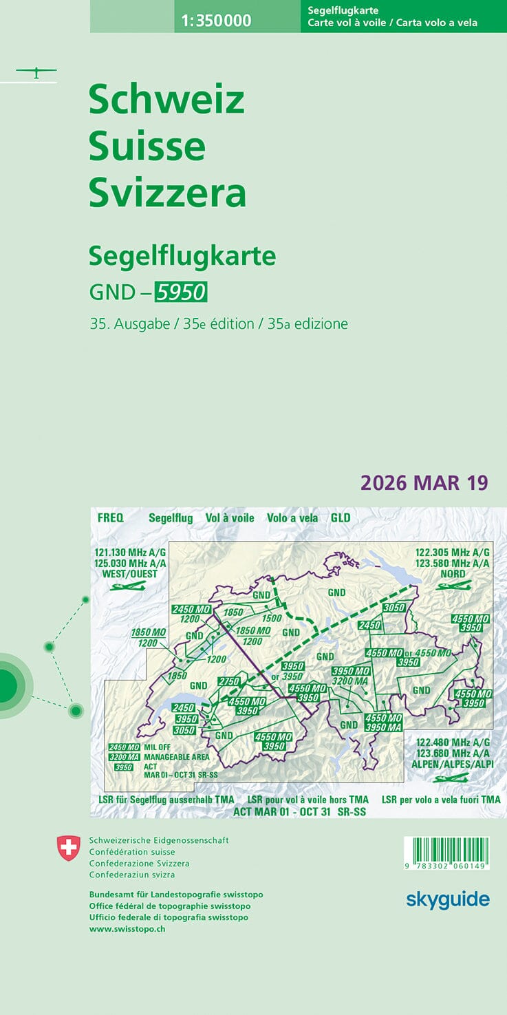 Carte de vol à voile - Suisse | Swisstopo carte routière Swisstopo