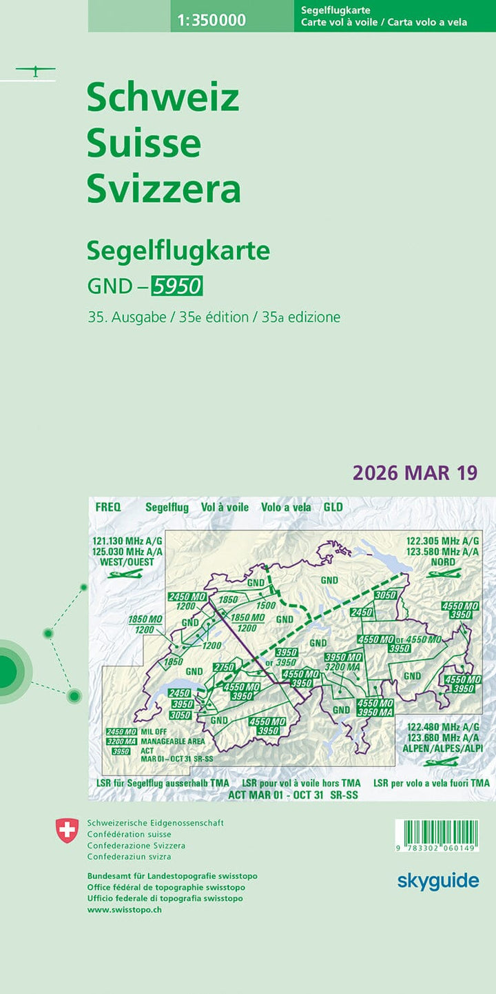 Carte de vol à voile - Suisse | Swisstopo carte routière Swisstopo