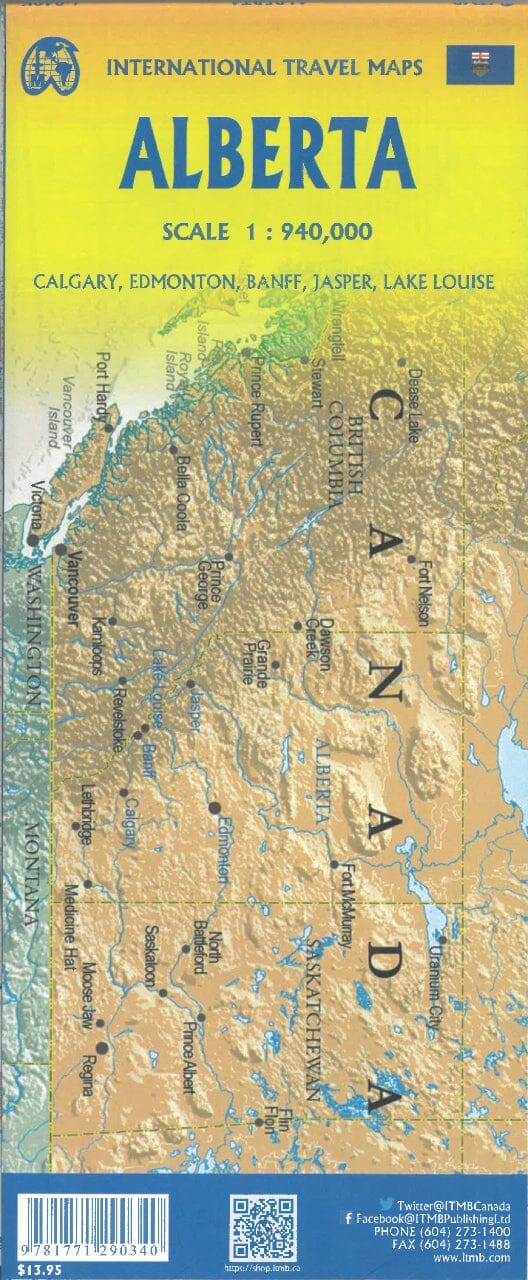 Carte de voyage - Alberta (Canada) | ITM carte routière ITM