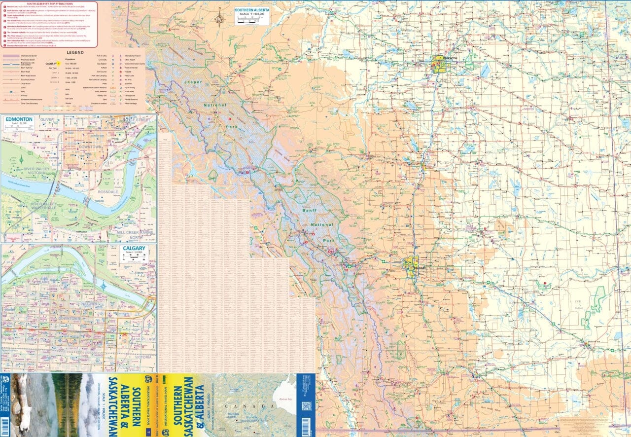 Carte de voyage - Alberta Sud & Saskatchewan (Canada) | ITM carte routière ITM