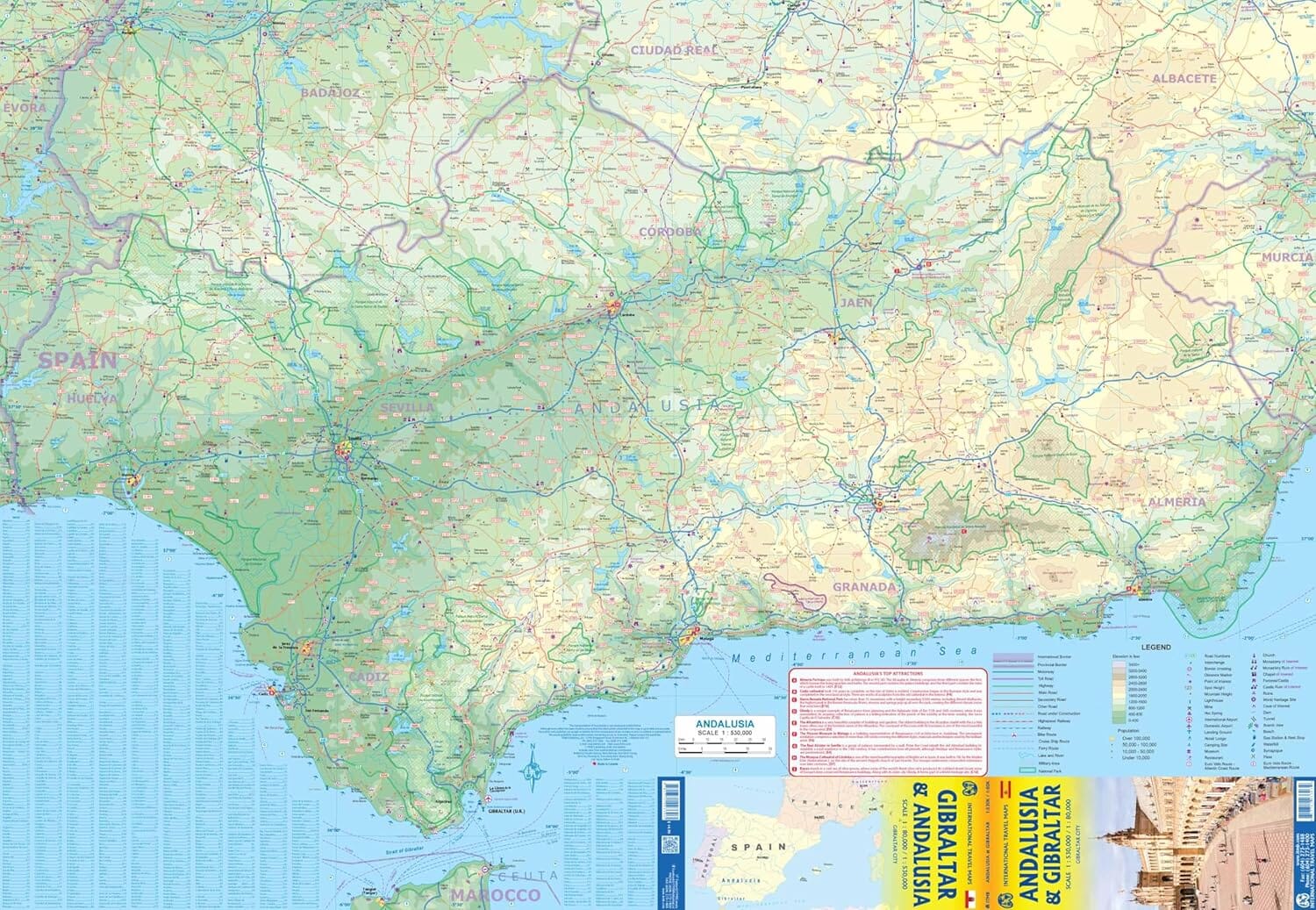 Carte de voyage - Andalousie & Gibraltar | ITM carte routière ITM