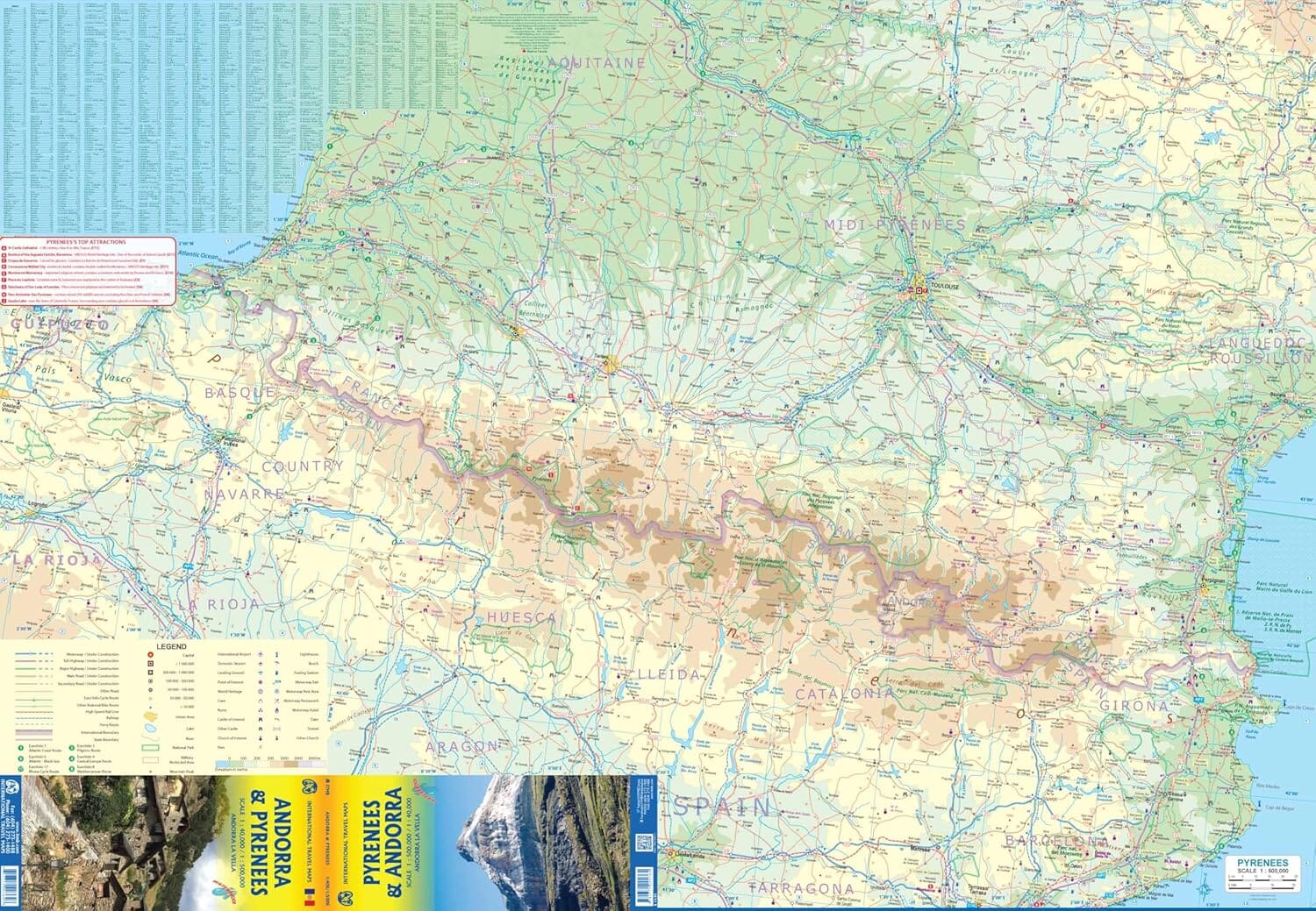 Carte de voyage - Andorre & Pyrénées | ITM carte routière ITM