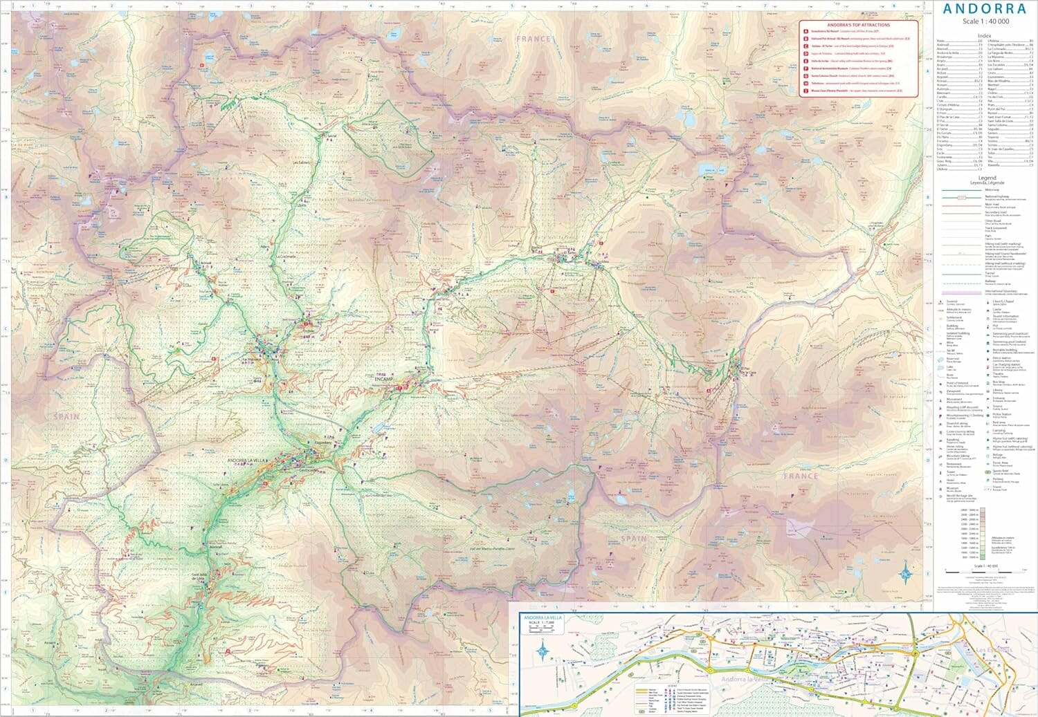 Carte de voyage - Andorre & Pyrénées | ITM carte routière ITM