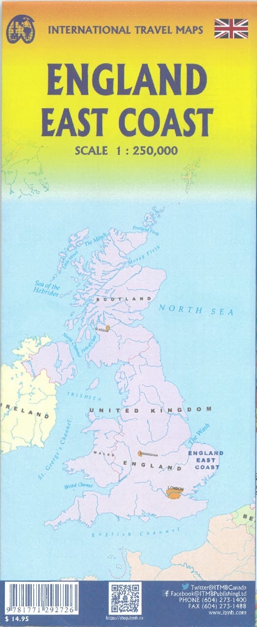 Carte de voyage - Angleterre, côte est | ITM carte routière ITM