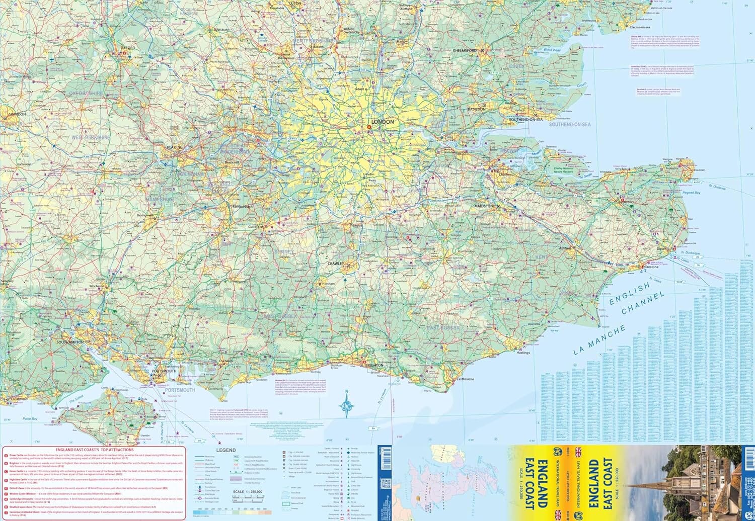 Carte de voyage - Angleterre, côte est | ITM carte routière ITM