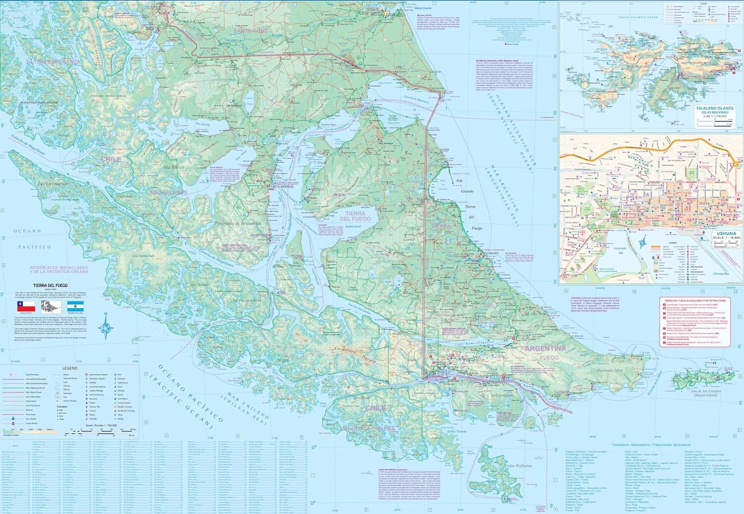 Carte de voyage - Antarctique & Terre de Feu | ITM carte routière ITM