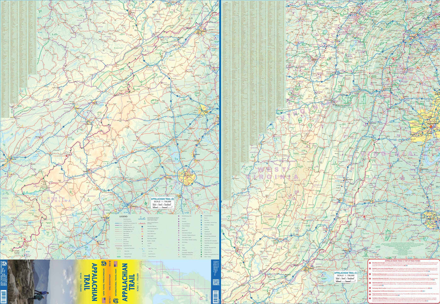 Carte de voyage - Appalachian Trail (USA) | ITM carte routière ITM