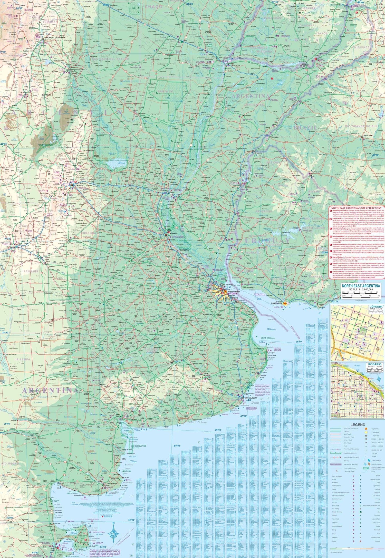 Carte de voyage - Argentine Nord-Est & Plan de Buenos Aires | ITM carte routière ITM