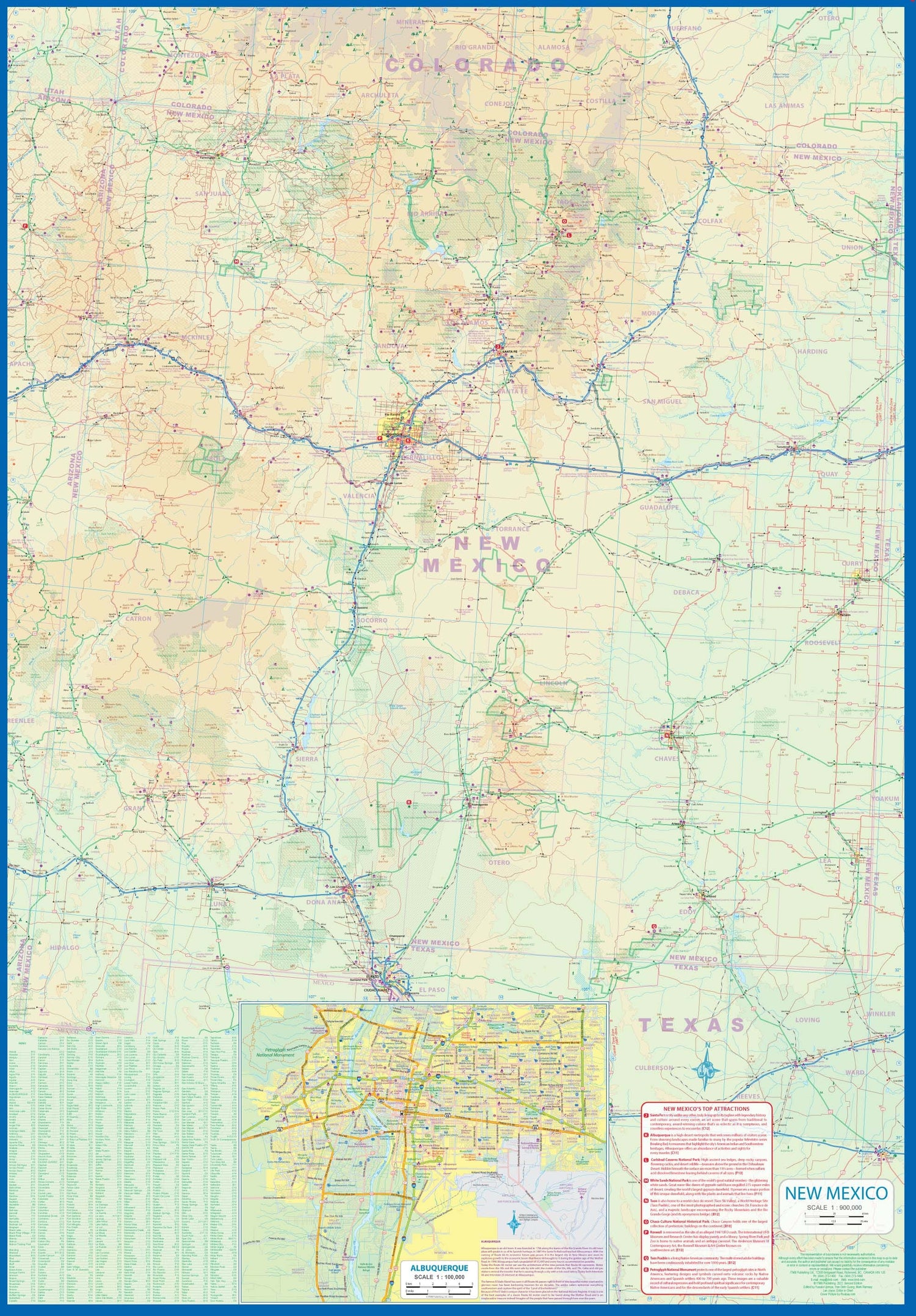 Carte de voyage - Arizona & Nouveau-Mexique (USA) | ITM carte routière ITM