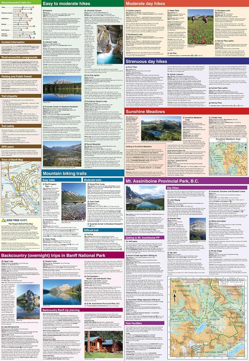 Carte de voyage - Banff et Mount Assiniboine (Alberta) | Gem Trek carte routière Gem Trek Publishing 