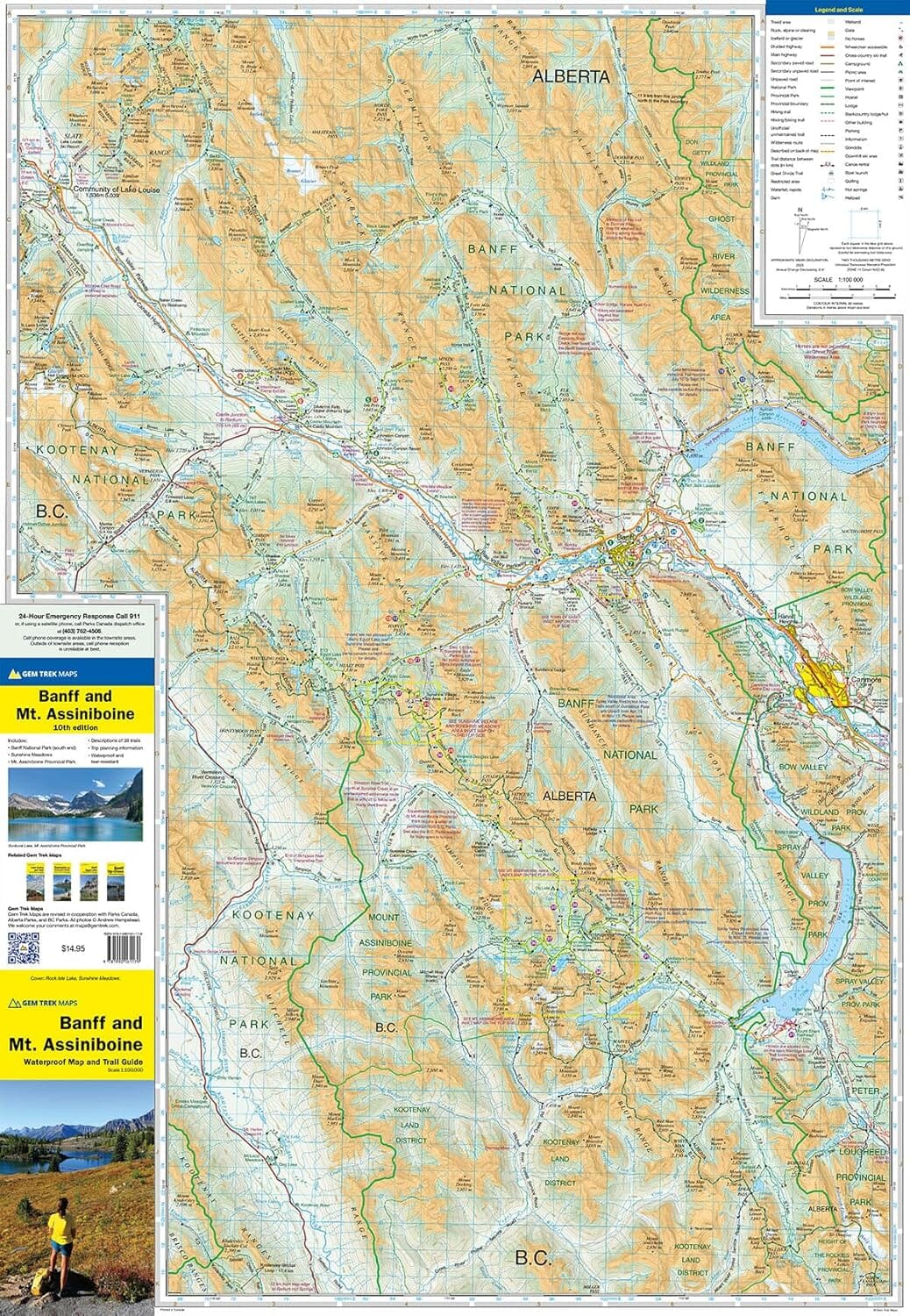 Carte de voyage - Banff et Mount Assiniboine (Alberta) | Gem Trek carte routière Gem Trek Publishing 