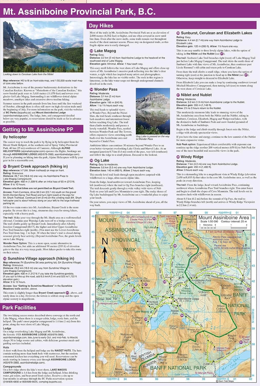 Carte de voyage - Banff et Mount Assiniboine (Alberta) | Gem Trek carte routière Gem Trek Publishing 