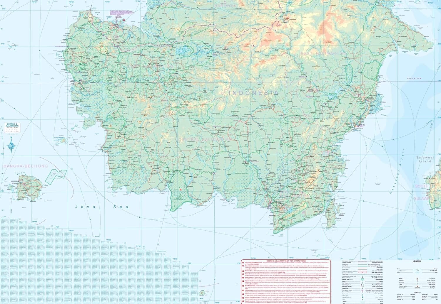 Carte de voyage - Bornéo & Kalimantan | ITM carte routière ITM