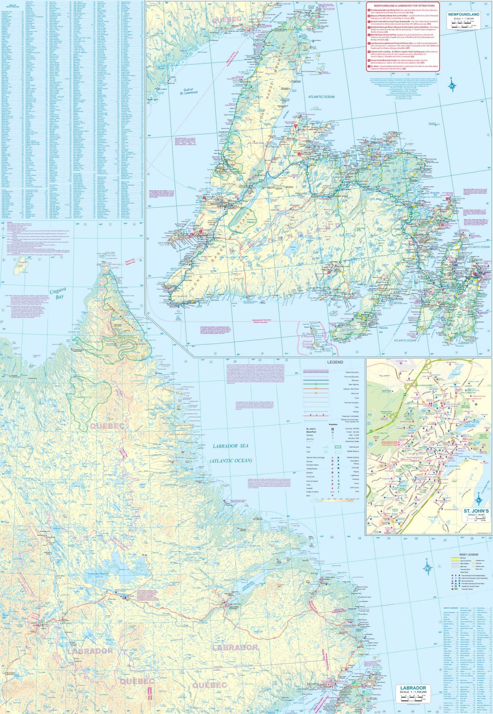 Carte de voyage - Canada Côte Est | ITM carte routière ITM