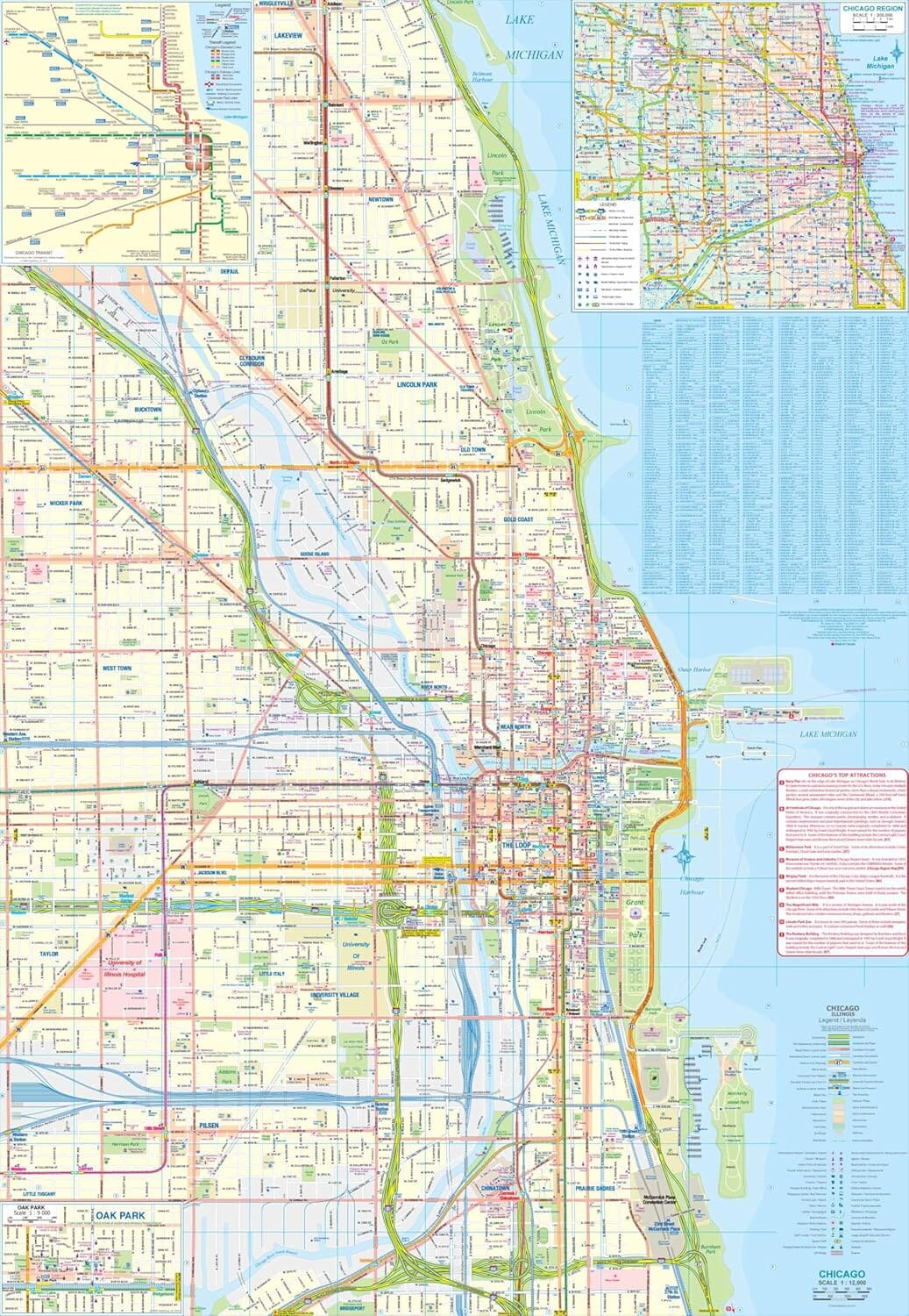 Carte de voyage - Chicago & Illinois | ITM carte routière ITM