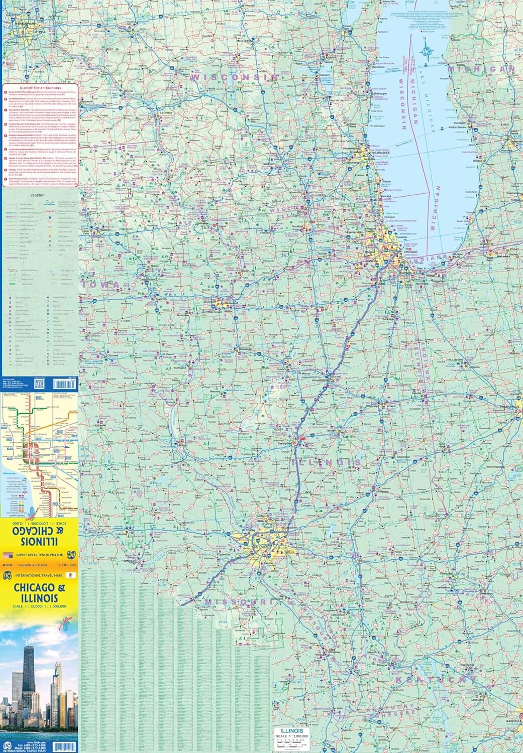 Carte de voyage - Chicago & Illinois | ITM carte routière ITM