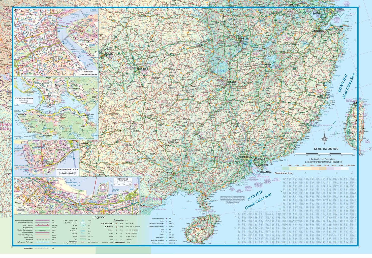 Carte de voyage - Chine Sud & Plan de Guangzhou | ITM carte routière ITM