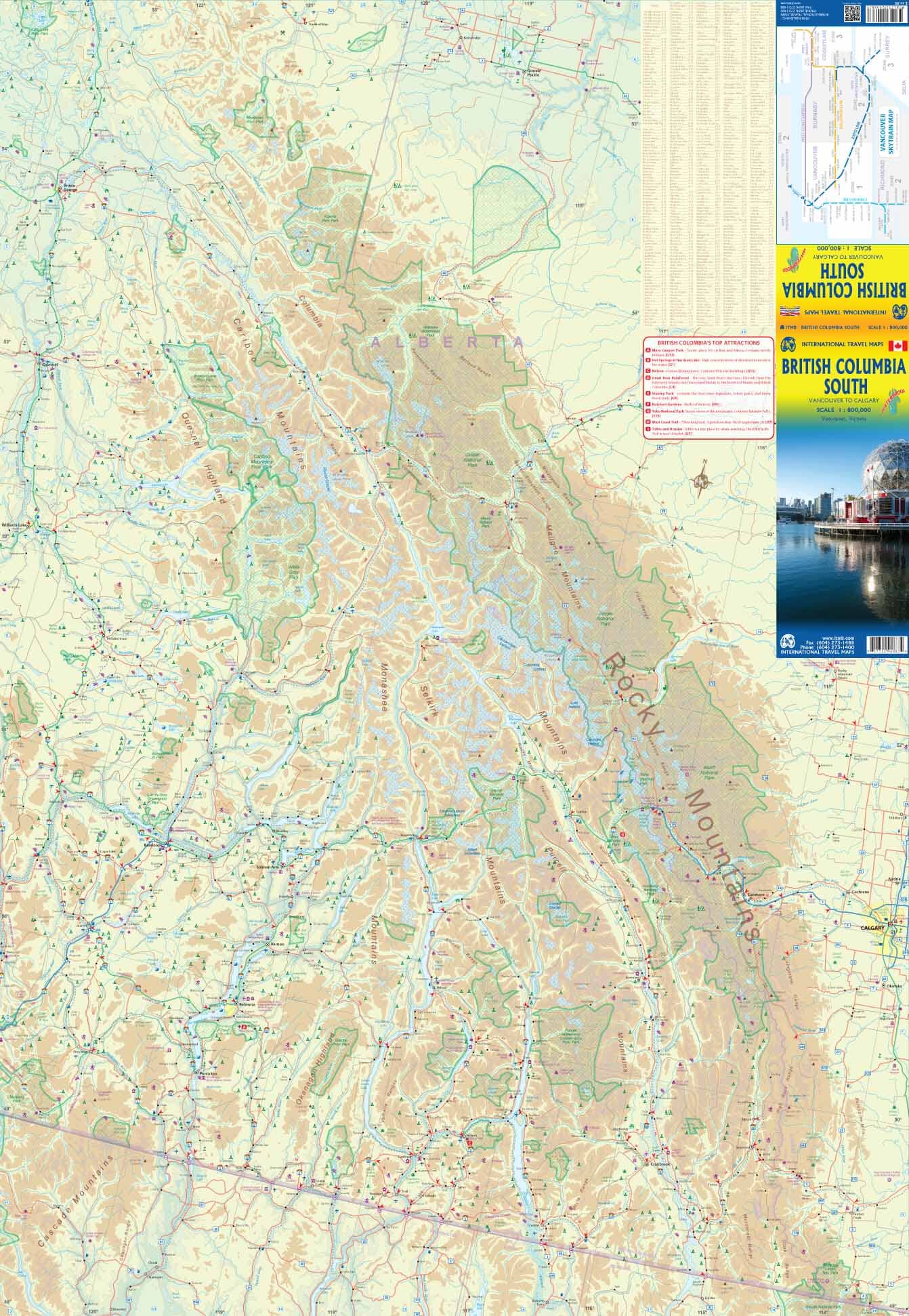 Carte de voyage - Colombie Britannique Sud (Canada) | ITM carte routière ITM 