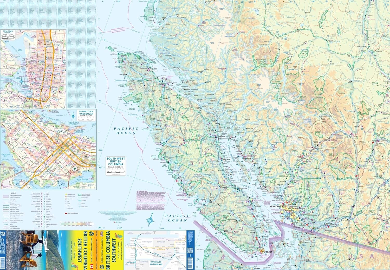 Carte de voyage - Colombie Britannique Sud Ouest | ITM carte routière ITM 