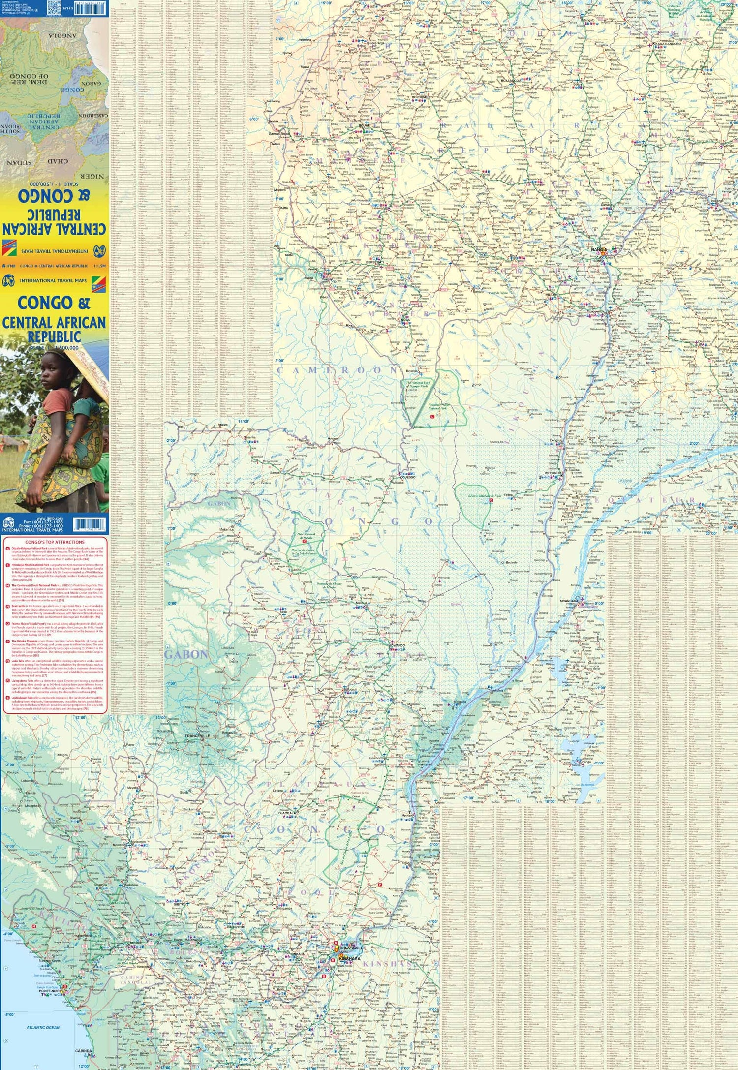 Carte de voyage - Congo & République Centrafricaine | ITM carte routière ITM