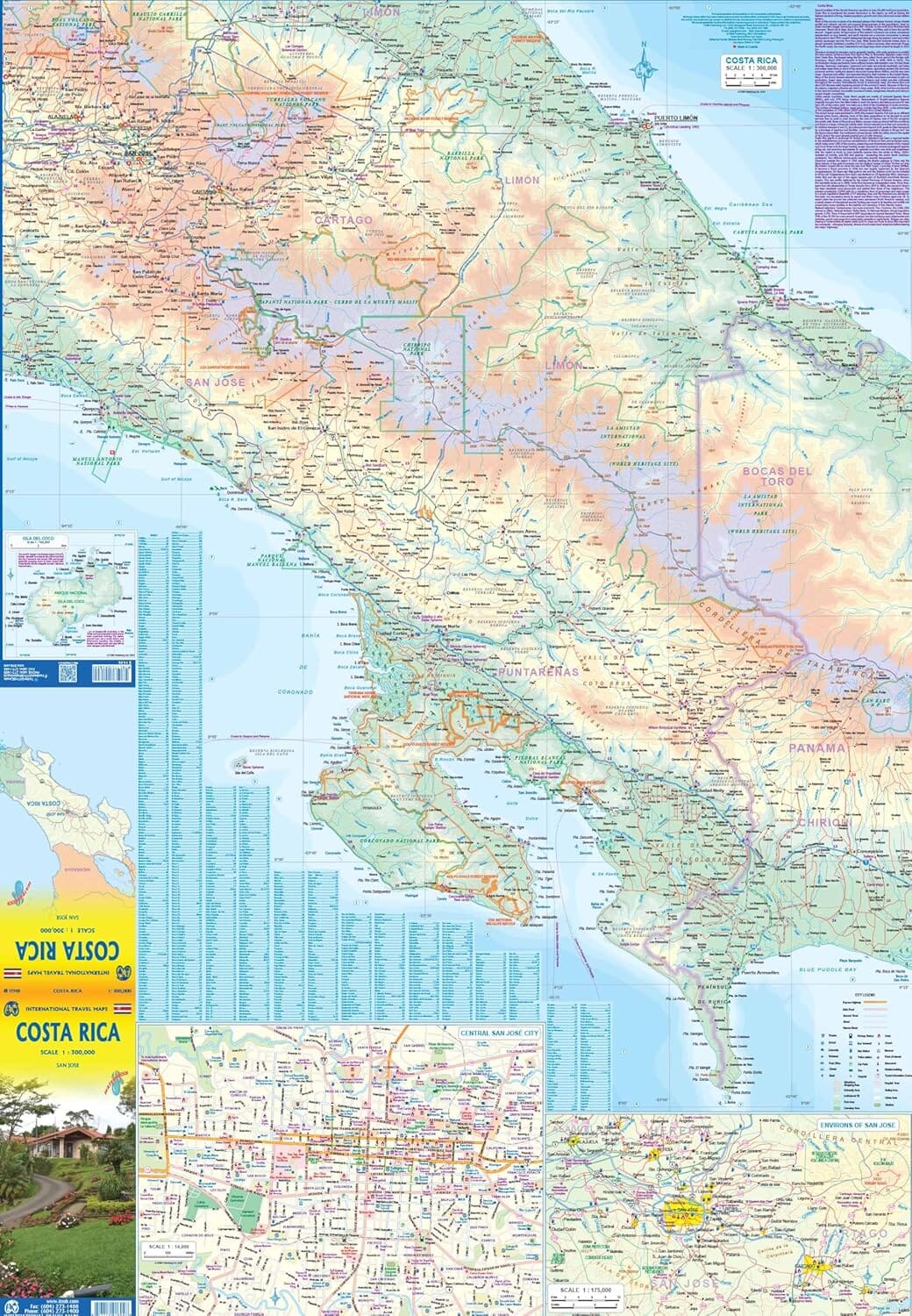 Carte de voyage - Costa Rica | ITM carte routière ITM