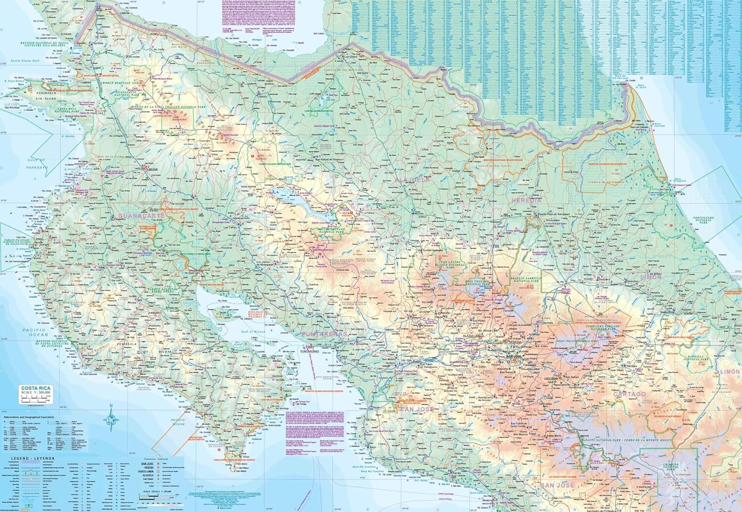 Carte de voyage - Costa Rica | ITM carte routière ITM