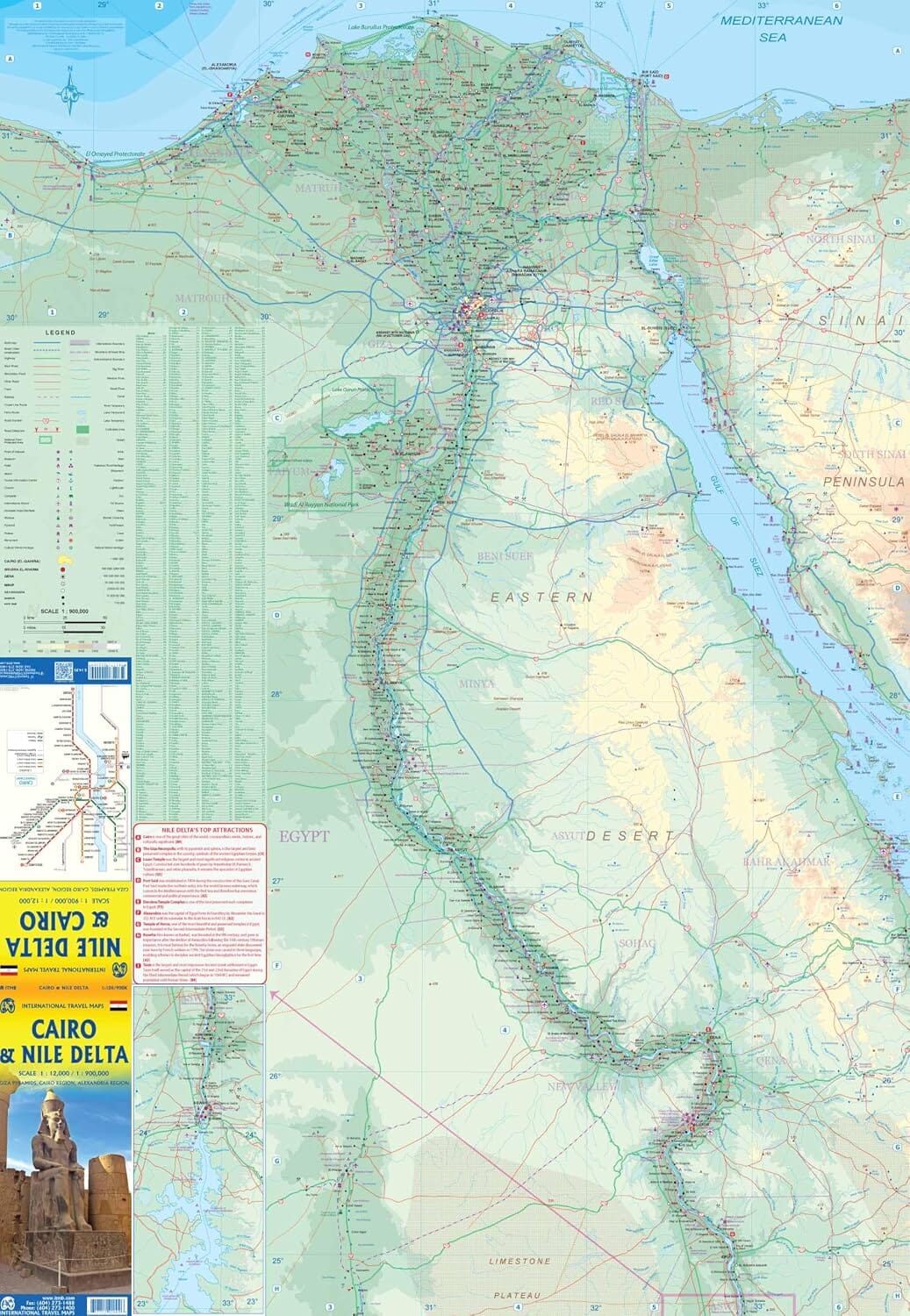 Carte de voyage - Delta du Nil & Plan du Caire | ITM carte routière ITM 