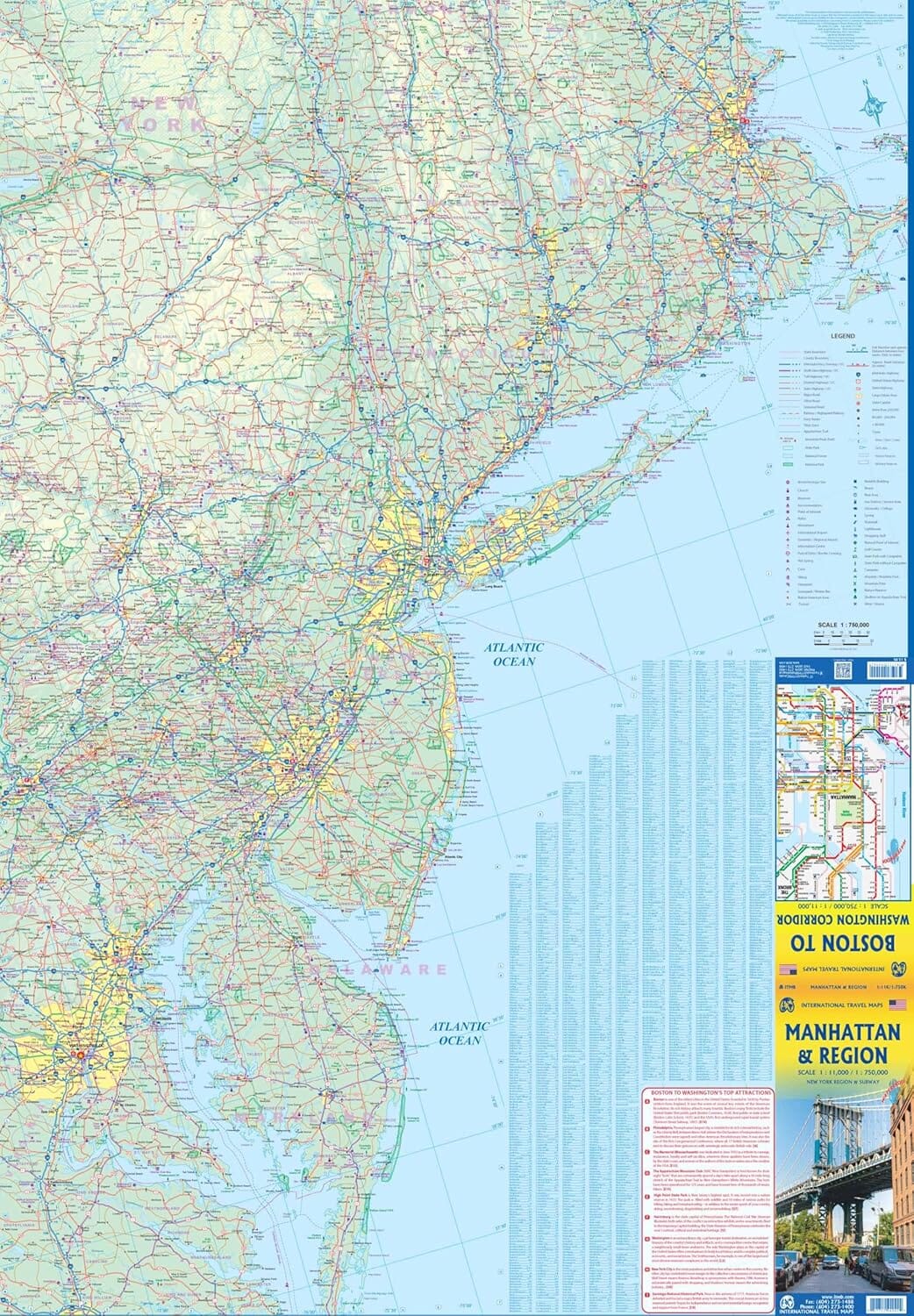 Carte de voyage - État de New York & Plan de Manhattan | ITM carte routière ITM