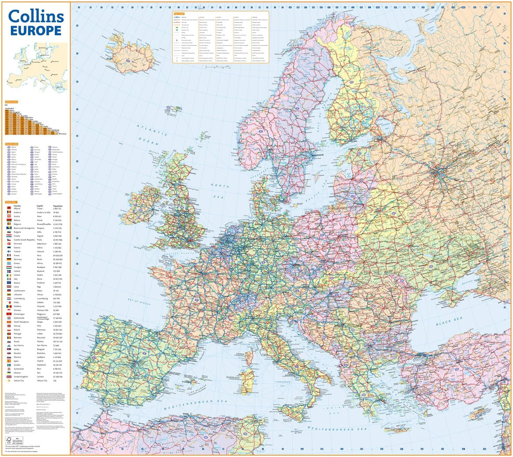 Carte de voyage - Europe | Collins carte pliée Collins 
