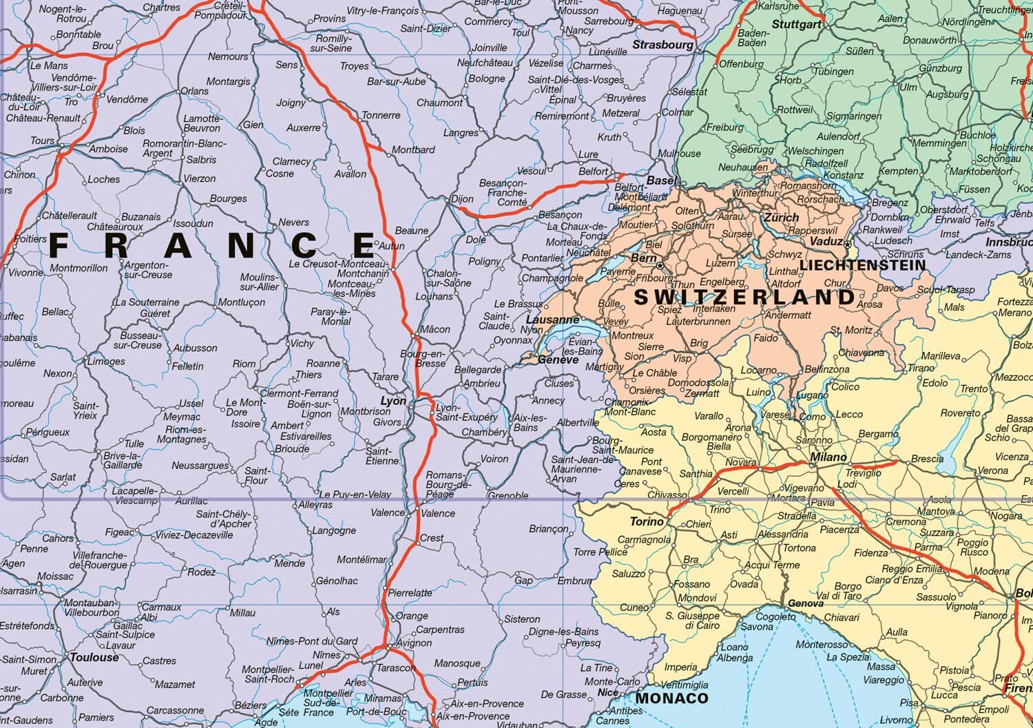 Carte de voyage - Europe rail map | Collins carte routière Collins